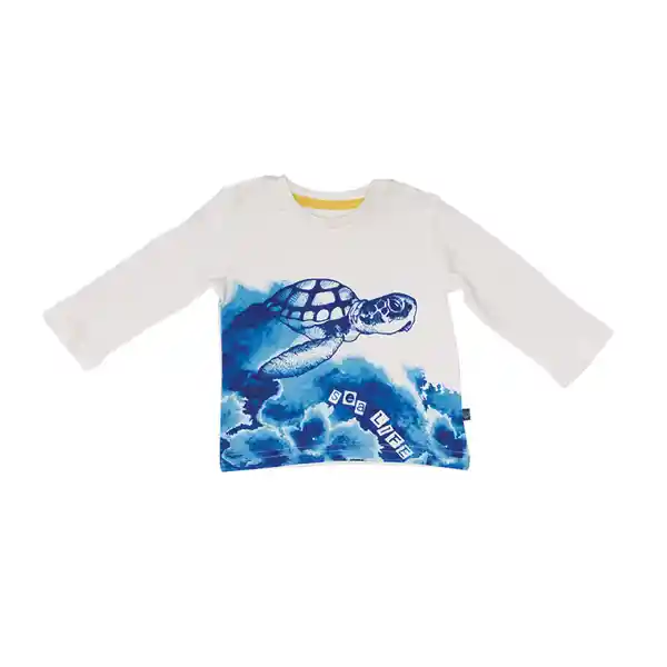 Polera Manga Larga Bebe Niño Blanco Pillin 6 M