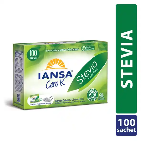 Iansa Endulzante Cero K Stevia Y Sucralosa En Sachet 100 Un