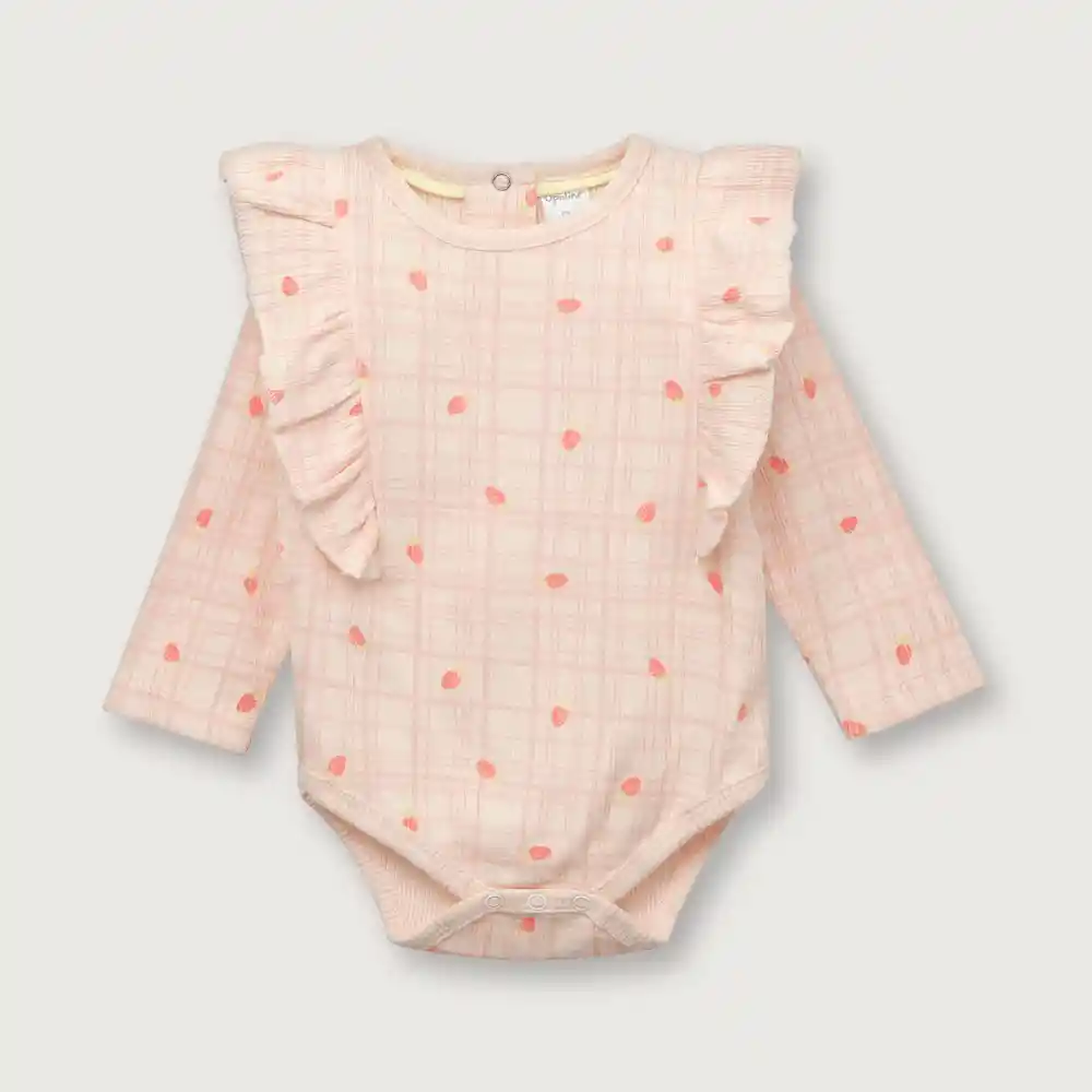 Body Manga Larga Vuelos De Niña Damasco Talla 9m