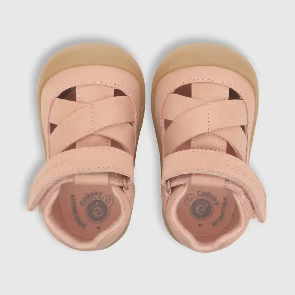 Sandalias Metalizada Con Velcro Niña Rosado Talla 18