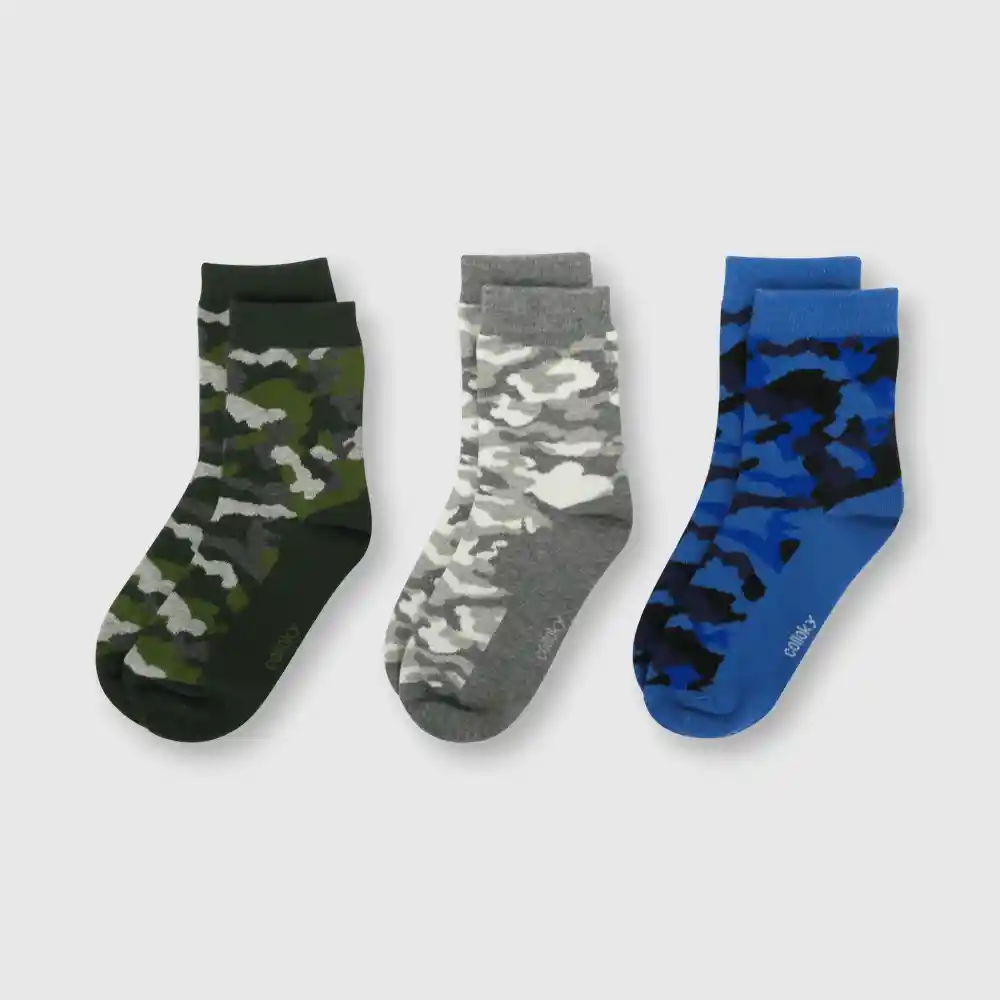 Pack Calcetines Camuflado De Niño Azul Talla 30/33