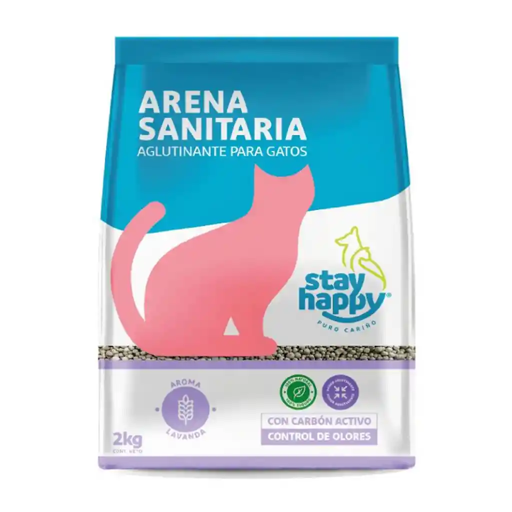 Stay Happy Arena Sanitaria para Gato Aglutinante Aroma Lavanda