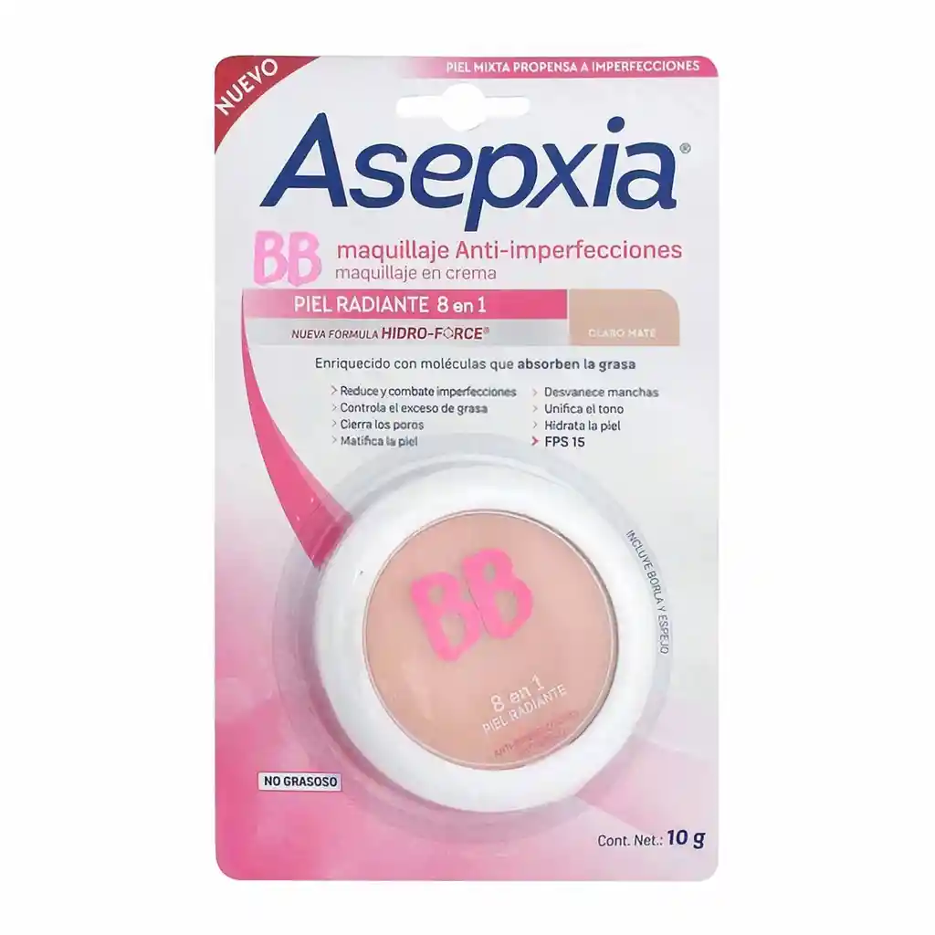 Asepxia Bb Maquillaje Polvo Fps 15 Claro Mate