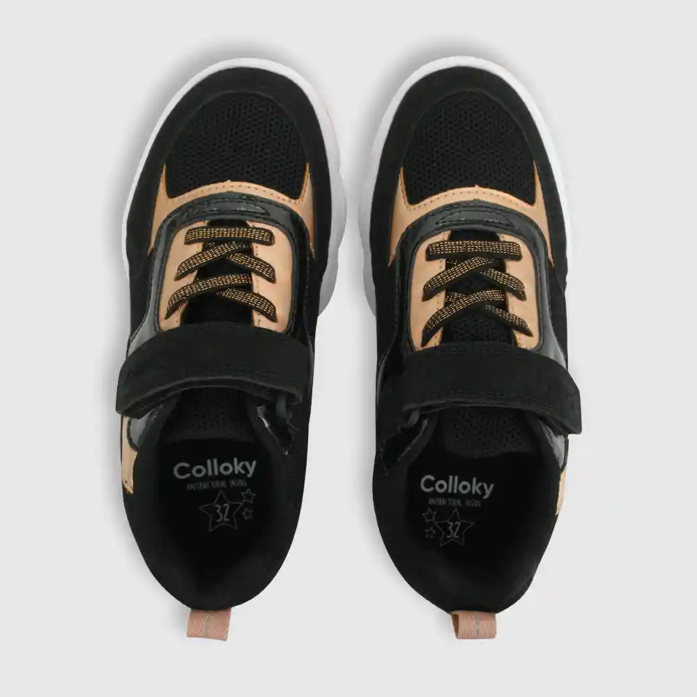 Zapatillas Velcro Elástico Chunky Negro Talla 32