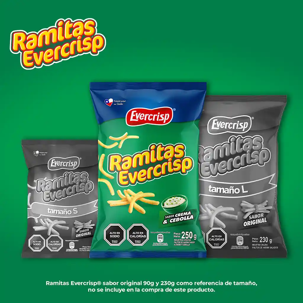 Snack Ramitas Evercrisp Sabor a Crema y Cebolla 160 g