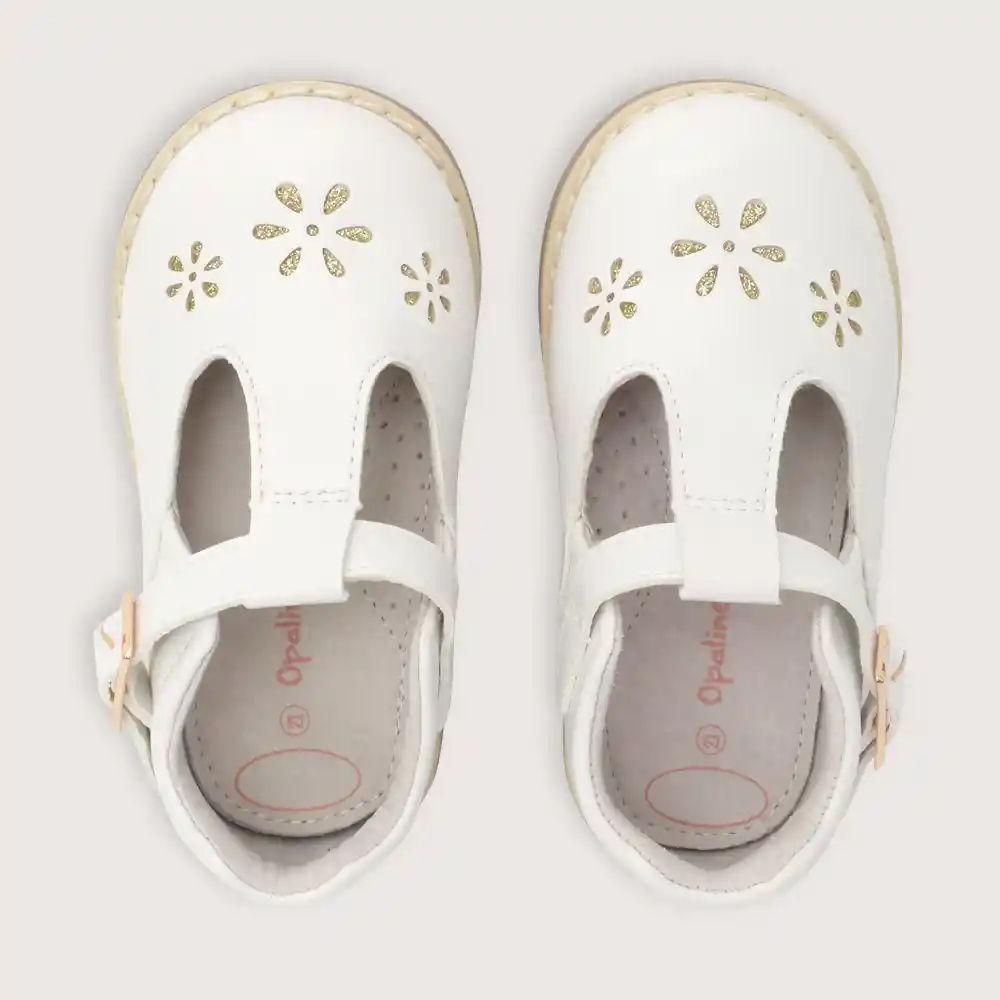 Zapatos Reina Hebilla de Niña Blanca Talla 20 Opaline