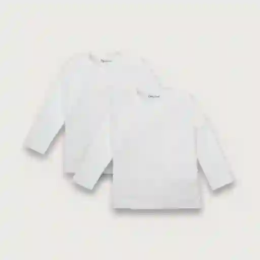 Pack Camiseta Manga Larga Bebé Niño Blanco Talla 18m
