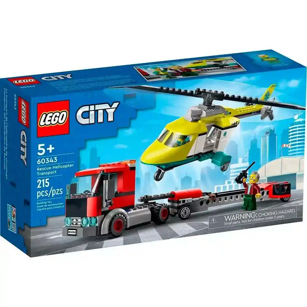 Lego Set de Construcción Transporte Del Helicóptero de Rescate