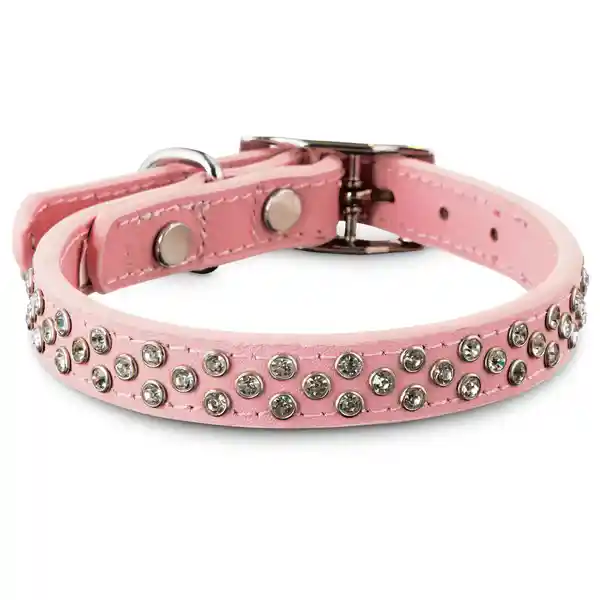 Bond & Co Collar Perro Cuero Brillantes Rosa X-Chico/Chico
