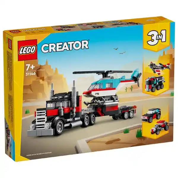 Lego Set Construcción Creator Camión Plataforma Helicptero 31146