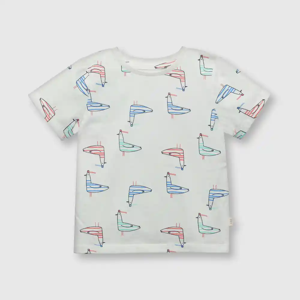 Polera Gaviotas De Bebé Niño Blanca Talla 36m