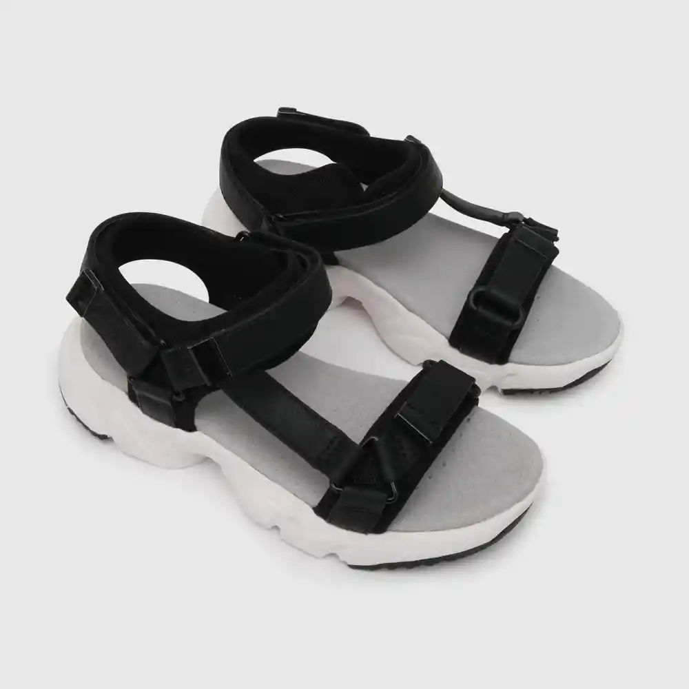 Sandalias De Niña Abierta Con Suela Chunky Negro T. 25