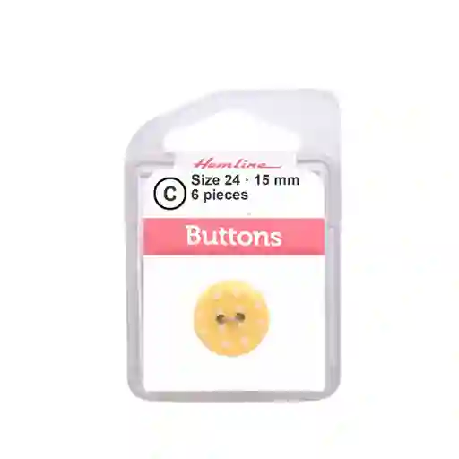 Botón Plástico Ptos Amarillo 15 Mm 6 D Hb02024.03 15 Mm 6