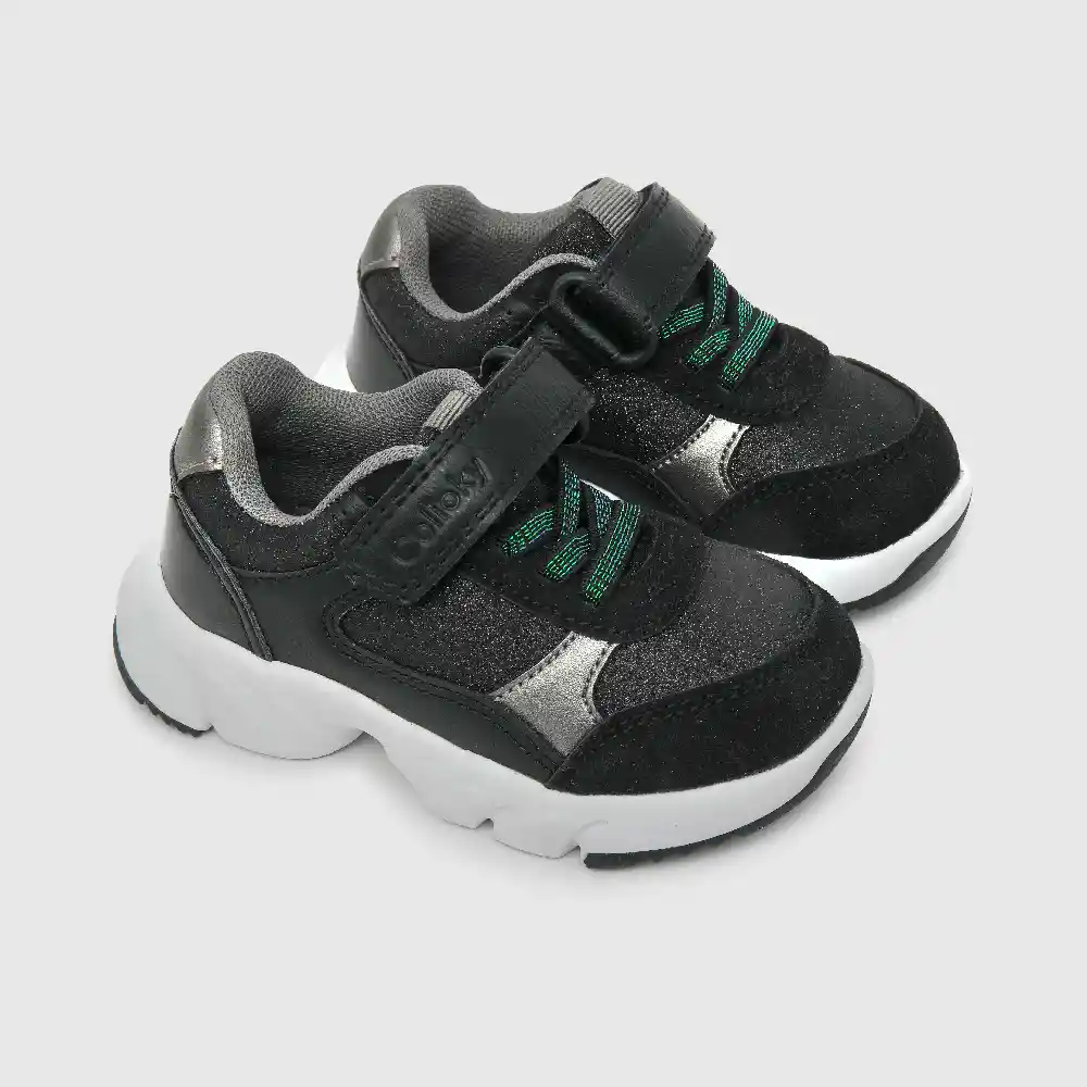 Zapatillas Glitter Chunky De Niña Negro Talla 27