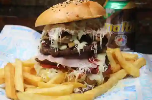 Hamburguesa Mixta+papas