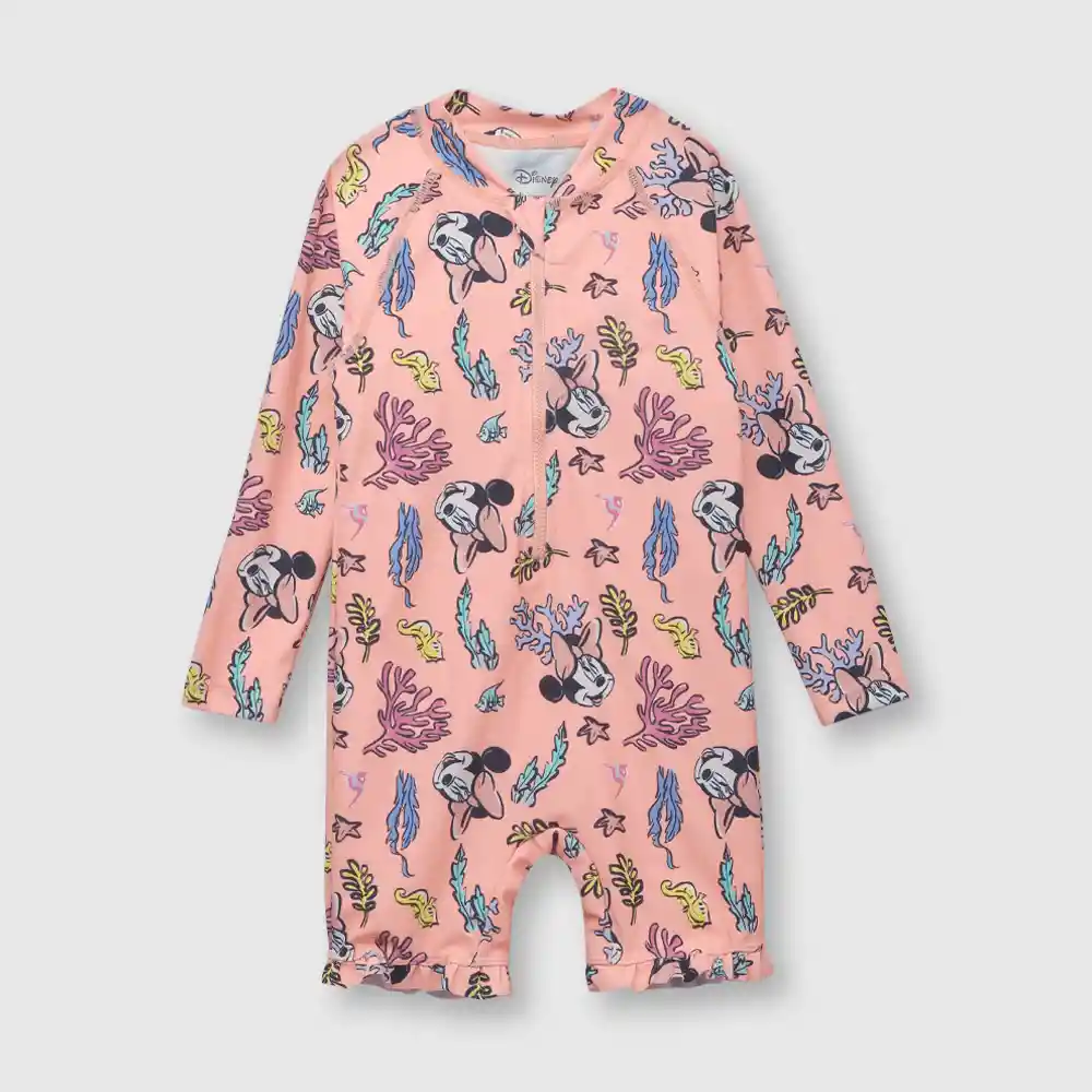 Entero Minnie De Bebé Niña Damasco Talla 3/6m