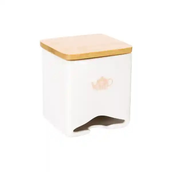 Dispensador Bolsas de té de Porcelana Con Tapa Bambú