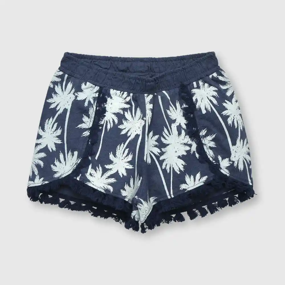 Short Estampado De Punto Niña Azul Talla 10a