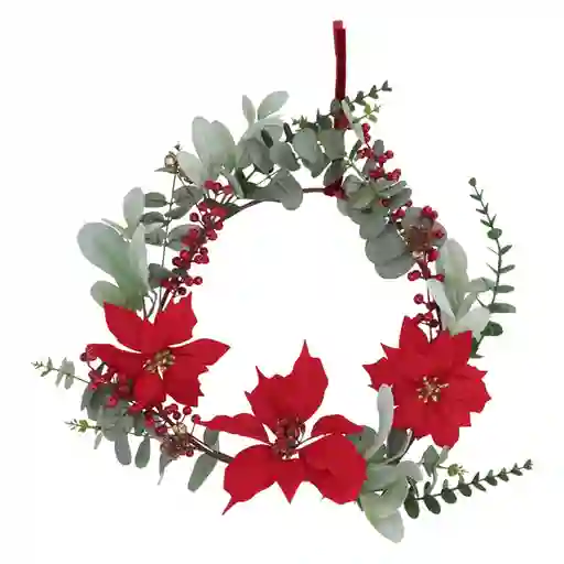 Corona de Flores y Hojas Navideña 30 cm Casaideas