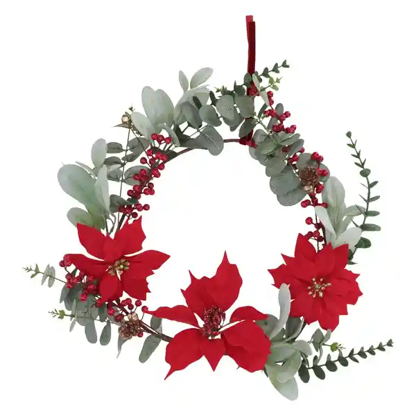 Corona de Flores y Hojas Navideña 30 cm Casaideas
