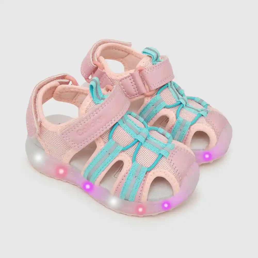 Sandalias De Luces Sport Niña Rosado Talla 21