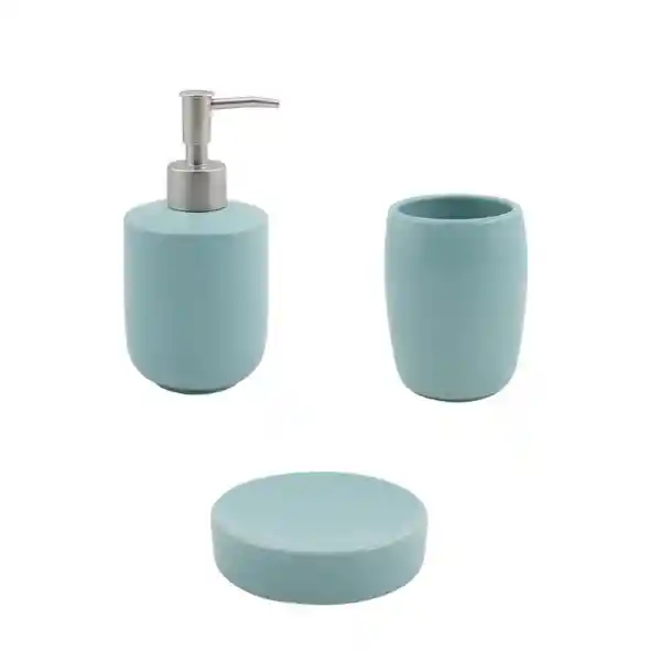 Set Accesorios Para Baño Cerámica Celeste