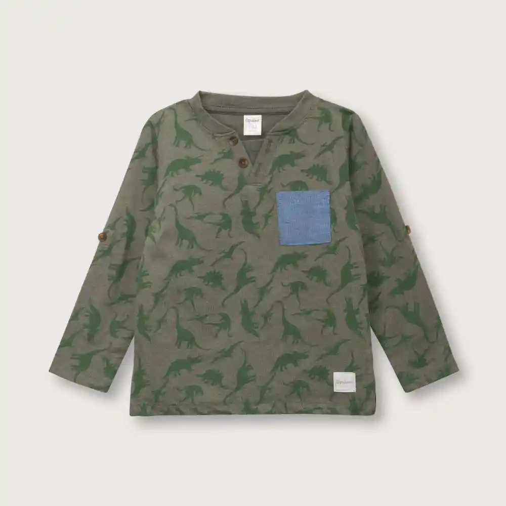 Polera Dinosaurios De Niño Verde Talla 6m
