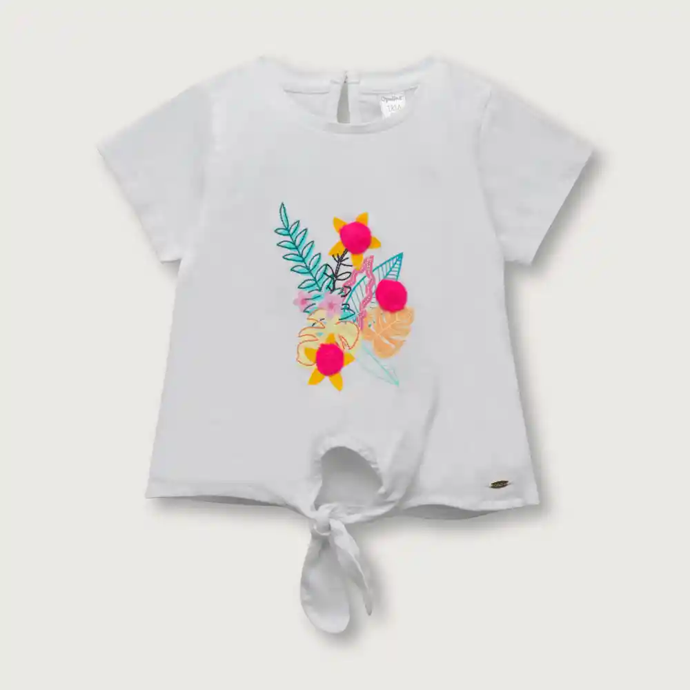 Polera Estampada Y Con Nudo Niño Blanco Talla 2 Años