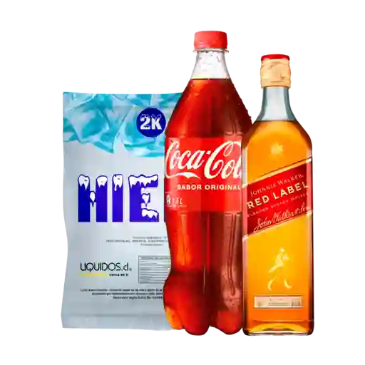 Combo Johnnie Walker Whisky Roja + Coca-Cola Gaseosa + Hielo