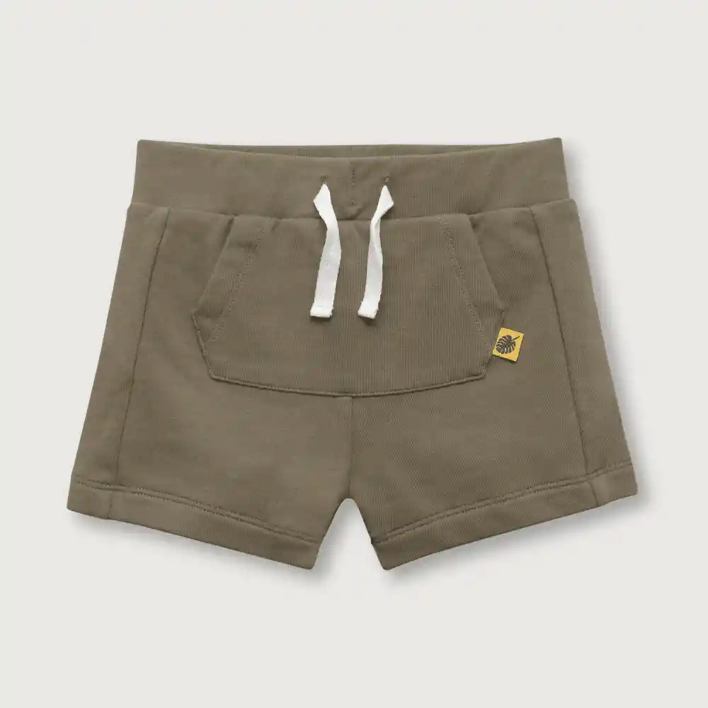 Short De Con Bolsillo Canguro Bebé Niño Verde Talla 9m