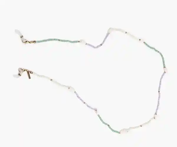 Strap de Lentes y Mascarilla Mostacillas Conchitas Blanco Lounge