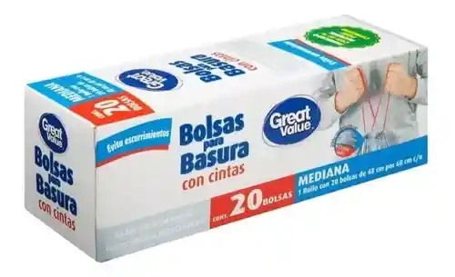 Great Value Bolsa de Basura Mediana con Cinta 