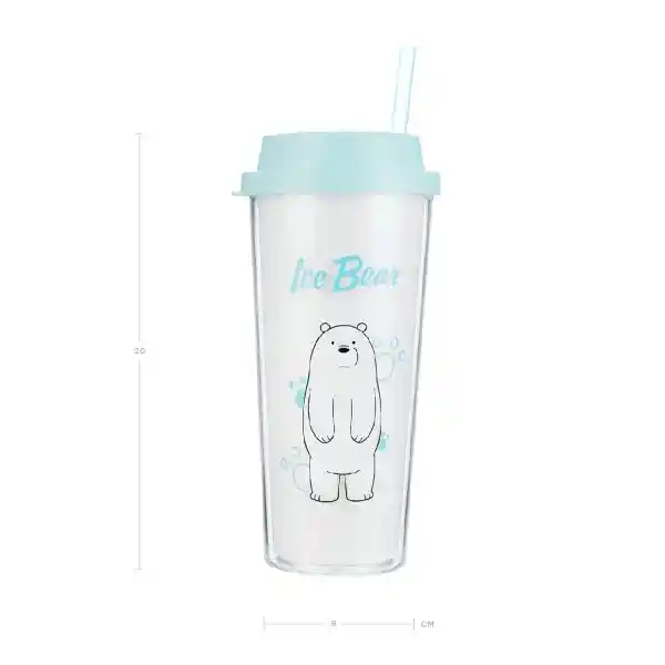 Miniso Vaso con Bombilla We Bare Bears Color Celeste