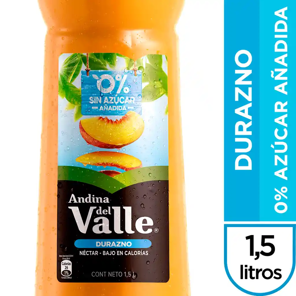 Del Valle Sin Azúcar Durazno Añadida 1,5 Lt