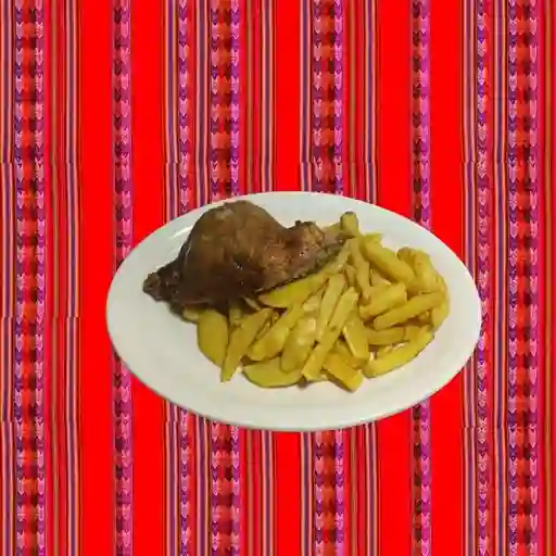 Colación 1/4 de pollo asado papas fritas