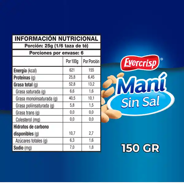Evercrisp Maní Sin Sal 150 g