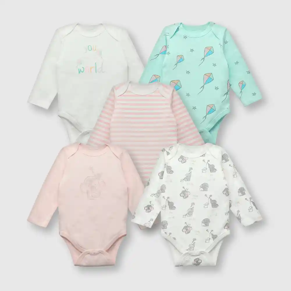 Pack De Bodies Bebé Elefantitos Blanco Talla 18/24m