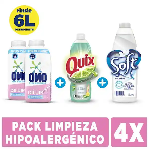 Soft Omo Detergente Liquido + Quix Lavaloza + Suavizante