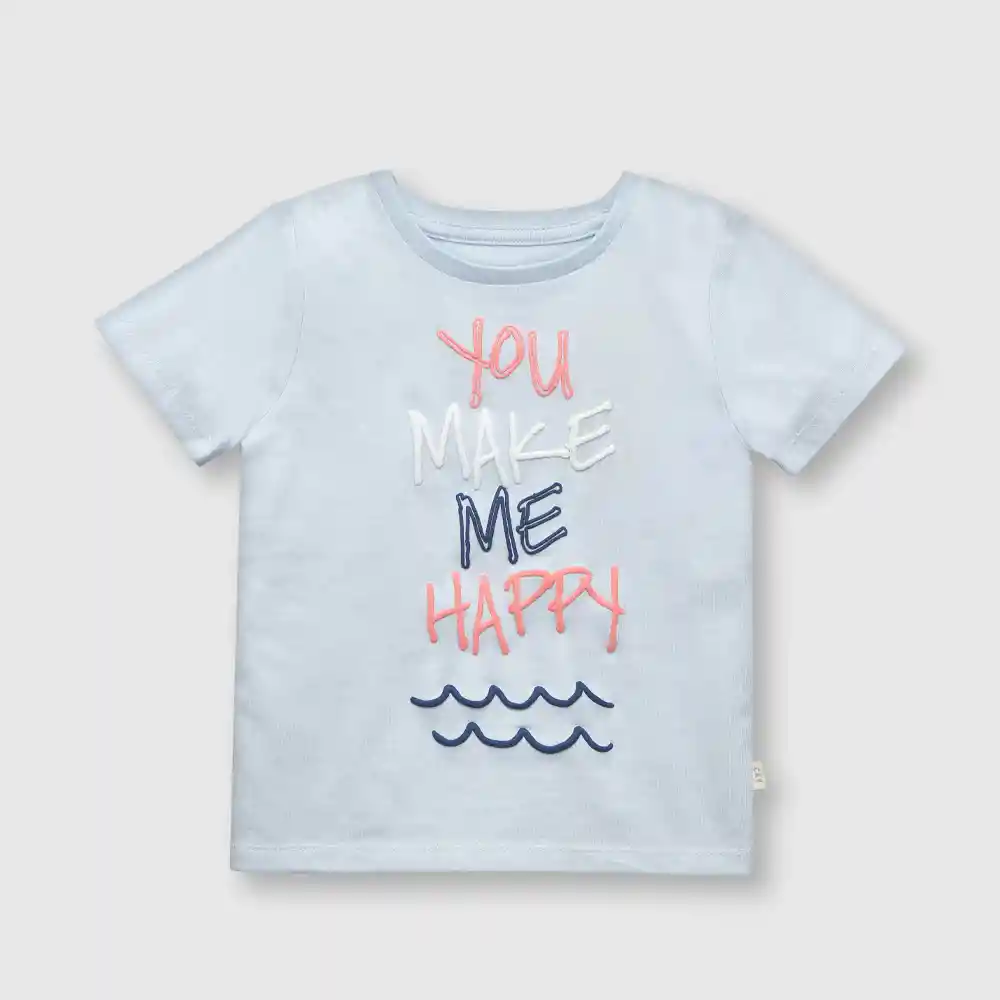 Polera Estampada De Bebé Niño Celeste Claro Talla 24m