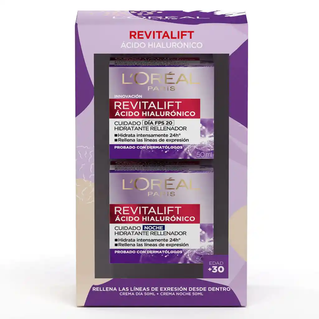 Revitalift Crema Facial Anti-Arrugas Ácido Hialurónico Día + Noche