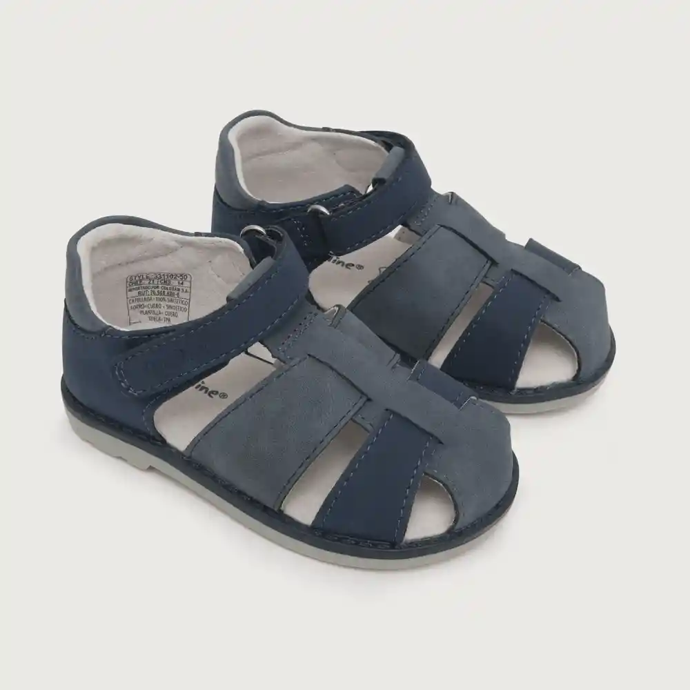 Sandalias De Vestir Velcro Para Niño Azul Talla 19