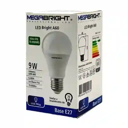 Megabright Ampolleta Led Luz Fría 9.5W E27
