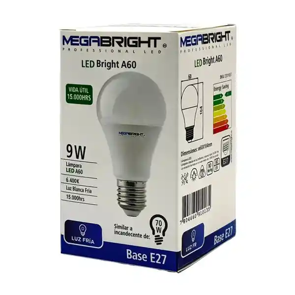 Megabright Ampolleta Led Luz Fría 9.5W E27