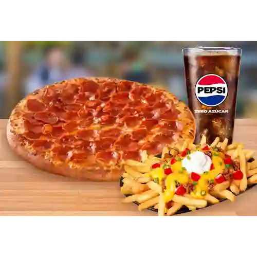 Pizza Pepperoni Individual + Papas Supremas + Bebida 350 ml