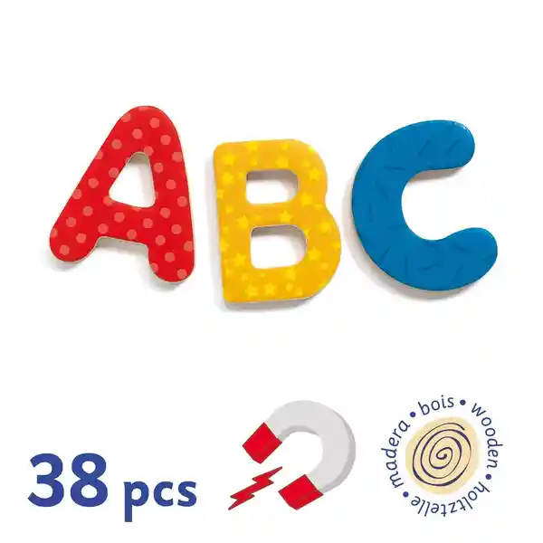 Djeco Juego Didáctico Madera Magnético 38 Letras