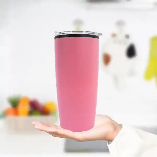 Miniso Vaso de Acero Inoxidable Para Coche Rosa 500 mL