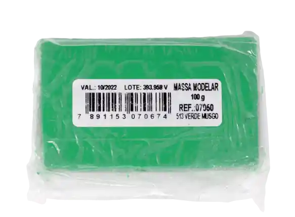 Acrilex Tableta Plasticina Color Verde 100grs. (513 Verde Musgo)