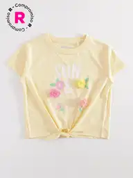 Harvest Polera Manga Corta Petalos Amarillo 10 V26