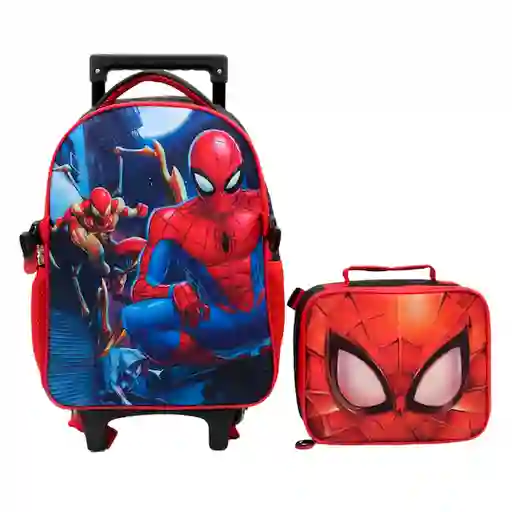 Spiderman Set Mochila Con Ruedas + Lonchera