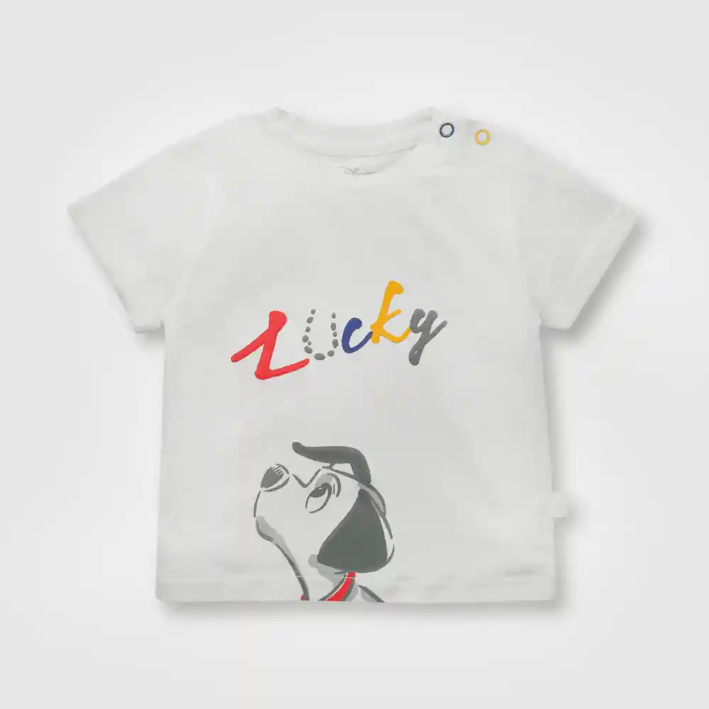 Polera Dalmatas De Bebé Niño Blanco Talla 3/6m